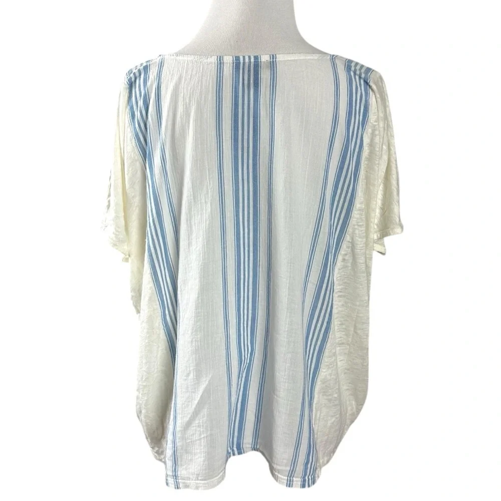 J.Crew Coastal Grandma Bohemian Embroidered Linen Oversized Boxy Tee Large Gold